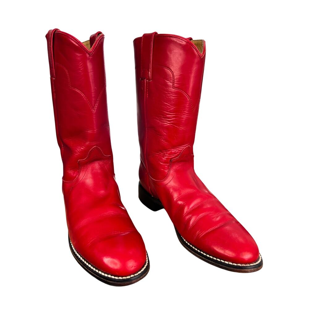 Vintage Tony Lama Women’s Red Leather Roper Cowgirl Boots Size US 6 - Picture 5 of 11